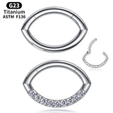 16g Oval Septum Rings G23 Titanium CZ Nose Ring Hoop