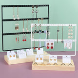 Wooden Base Earrings Storage Rack 66 Holes Holder