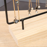 Wooden Base Earrings Storage Rack 66 Holes Holder