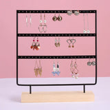 Wooden Base Earrings Storage Rack 66 Holes Holder