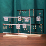 Wooden Base Earrings Storage Rack 66 Holes Holder