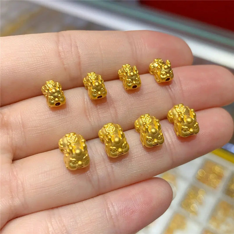 24k Yellow Pendant Lucky 3D Pixiu Beads for Women Men Baby Small/Big