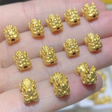 24k Yellow Pendant Lucky 3D Pixiu Beads for Women Men Baby Small/Big