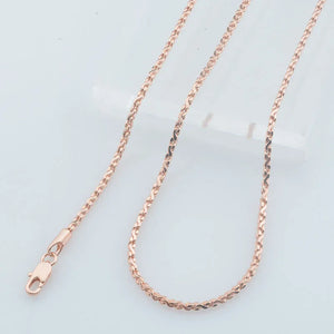 2mm Womens 585 Rose Necklace Braid Waving Chain 45cm 60cm