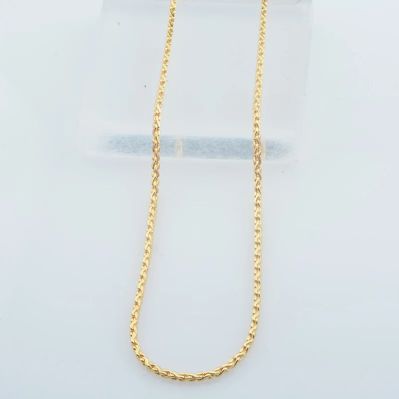 2mm Womens 585 Rose Necklace Braid Waving Chain 45cm 60cm