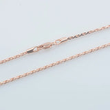 2mm Womens 585 Rose Necklace Braid Waving Chain 45cm 60cm