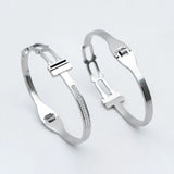 316 Stainless Steel CZ Paved Bangle Bracelet