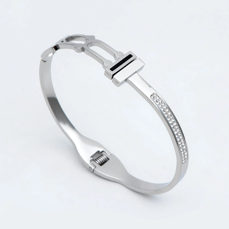 316 Stainless Steel CZ Paved Bangle Bracelet