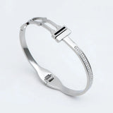 316 Stainless Steel CZ Paved Bangle Bracelet