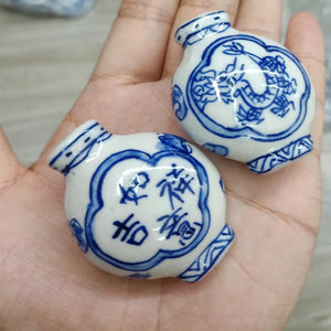 1pc 40x50mm Hand Painted Dragon Vase Ceramic Pendant Beads Ornaments Pendants