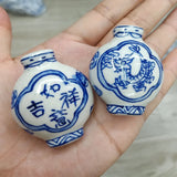 1pc 40x50mm Hand Painted Dragon Vase Ceramic Pendant Beads Ornaments Pendants