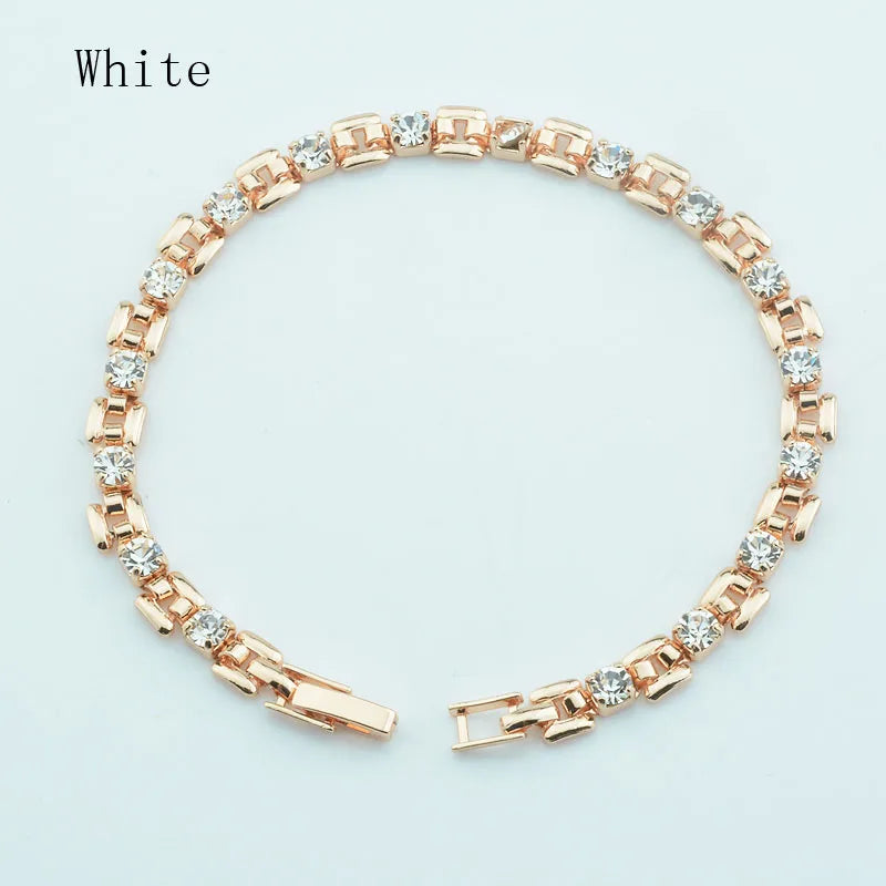4mm Women 585 Rose Cubic Zircon Bracelet Hot