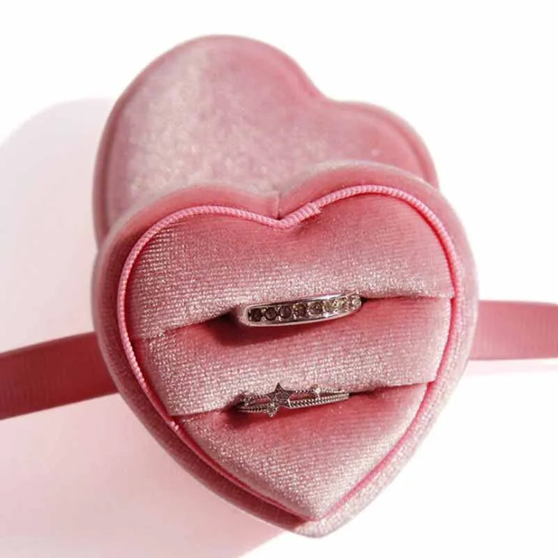 Corduroy Heart-shaped Jewelry Box Single Ring/ Necklace box