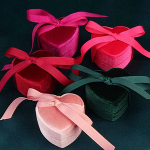 Corduroy Heart-shaped Jewelry Box Single Ring/ Necklace box