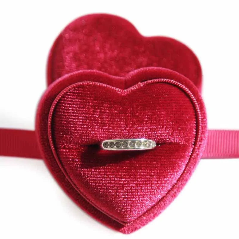 Corduroy Heart-shaped Jewelry Box Single Ring/ Necklace box