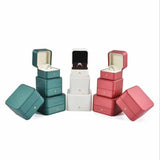 Red/Green/Blue PU Jewelry Box for Rings/Earrings 6.5x6.5x6.5cm