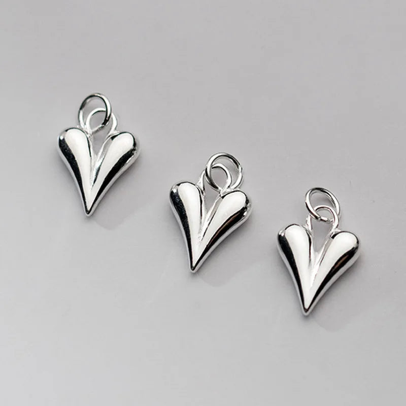 925 Sterling Silver Love Heart Necklace Charms Romantic S925 Silver Pendants