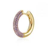925 Silver Huggie Hoop Earrings with Rainbow CZ - Statement Jewelry