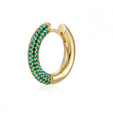 925 Silver Huggie Hoop Earrings with Rainbow CZ - Statement Jewelry