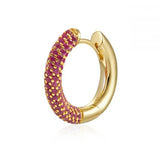 925 Silver Huggie Hoop Earrings with Rainbow CZ - Statement Jewelry