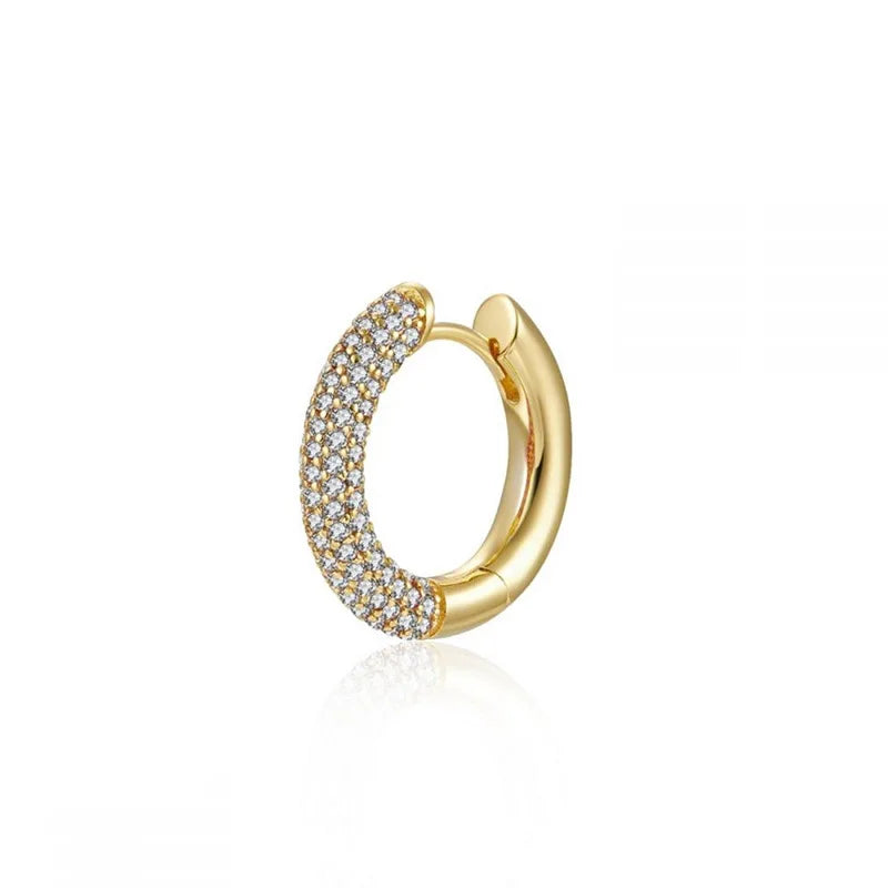 925 Silver Huggie Hoop Earrings with Rainbow CZ - Statement Jewelry