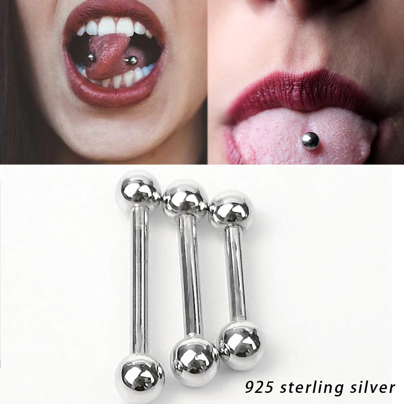 925 Silver Straight Barbell Nipple Ring Body Piercing