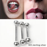 925 Silver Straight Barbell Nipple Ring Body Piercing