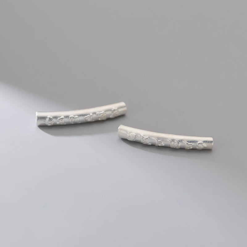 999 Pure Silver Embossed Buddhism Mantras Tube Beads Spacer Charms