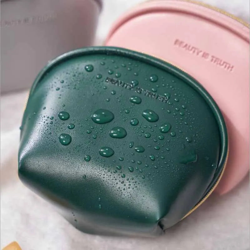 Green/Gray PU Leather Portable Port Bag Jewelry Storage Cosmetic Mini Wallet