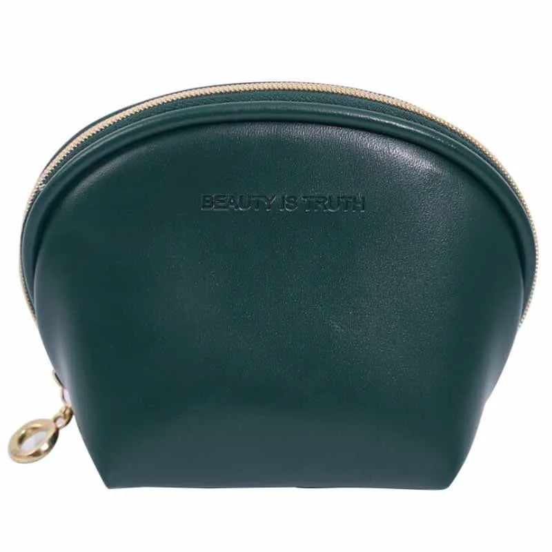 Green/Gray PU Leather Portable Port Bag Jewelry Storage Cosmetic Mini Wallet