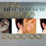 24K 999 Yellow Hoop Earrings Wrap Ears Woman Gift