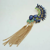 Boho Long Tassels Ear Cuff Earring Bijoux Femme Chain Rhinestone Clip
