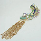 Boho Long Tassels Ear Cuff Earring Bijoux Femme Chain Rhinestone Clip
