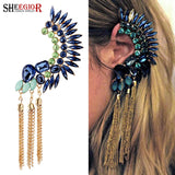 Boho Long Tassels Ear Cuff Earring Bijoux Femme Chain Rhinestone Clip