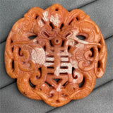 Chinese Natural Jade Statue Traditional Vintage Pattern Charm DIY Necklace Gift