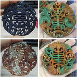Chinese Natural Jade Statue Traditional Vintage Pattern Charm DIY Necklace Gift
