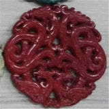 Chinese Natural Jade Statue Traditional Vintage Pattern Charm DIY Necklace Gift