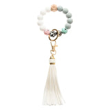 Colorful Silicone Beaded Bracelet Wrist Bangle Keychain Women Girls Bag