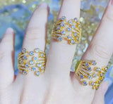 Colorful Zircon Ring Peacock Plated CZ Stone Party Jewelry