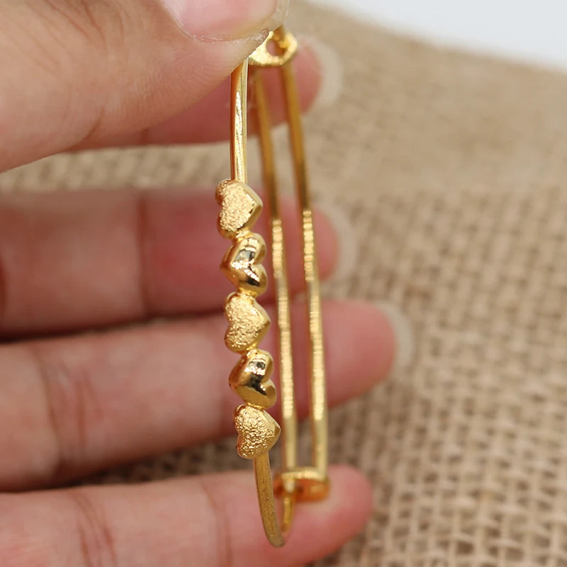 Copper Baby Bangles 24k Heart Bracelet Women Girls jewelry