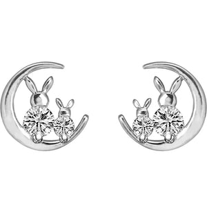 Moon Rabbit Pendant Necklace Women Collarbone Chain Jewelry