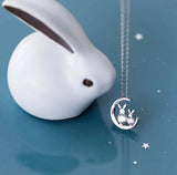 Moon Rabbit Pendant Necklace Women Collarbone Chain Jewelry