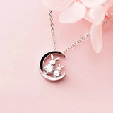 Moon Rabbit Pendant Necklace Women Collarbone Chain Jewelry