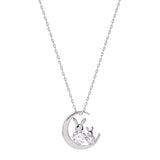 Moon Rabbit Pendant Necklace Women Collarbone Chain Jewelry