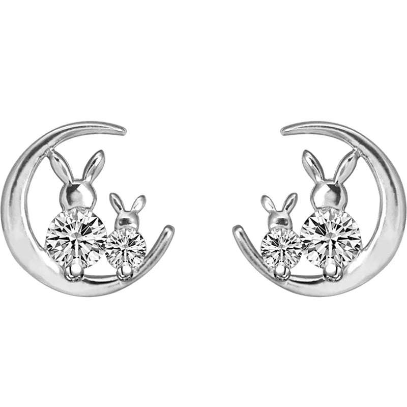 Moon Rabbit Pendant Necklace Women Collarbone Chain Jewelry