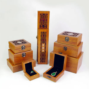Wood Ring Pendant Jewelry Box Necklace Bangle Storage Case