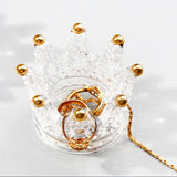 Glass Crown Candlestick & Beauty Egg Tray Jewelry Storage Box