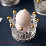 Glass Crown Candlestick & Beauty Egg Tray Jewelry Storage Box