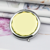 Crystal Metal Makeup Mirror 70mm Compact Round Girl's Women Cosmetic