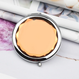 Crystal Metal Makeup Mirror 70mm Compact Round Girl's Women Cosmetic